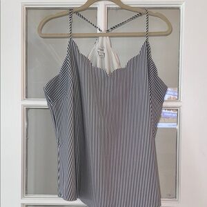 J. Crew Factory Navy and White Striped Camisole